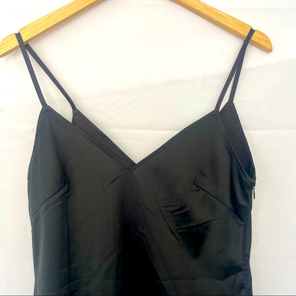 🌻HP🌻NastyGal Collection 0 Black Satin Mini Dress, V-Neck - NWOT - Picture 6 of 10